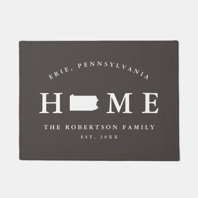 Paillasson Gray and White State of Pennsylvania Map Mat, (Devant)