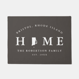 Paillasson Gray and White State of Rhode Island Map Mat,