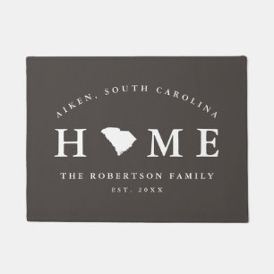 Paillasson Gray and White State of South Carolina Map Mat,