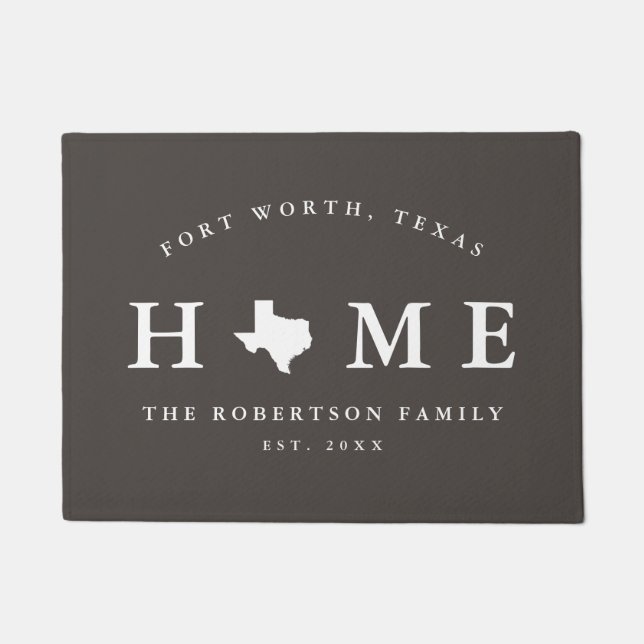 Paillasson Gray and White State of Texas Carte Mat, mat de po (Devant)