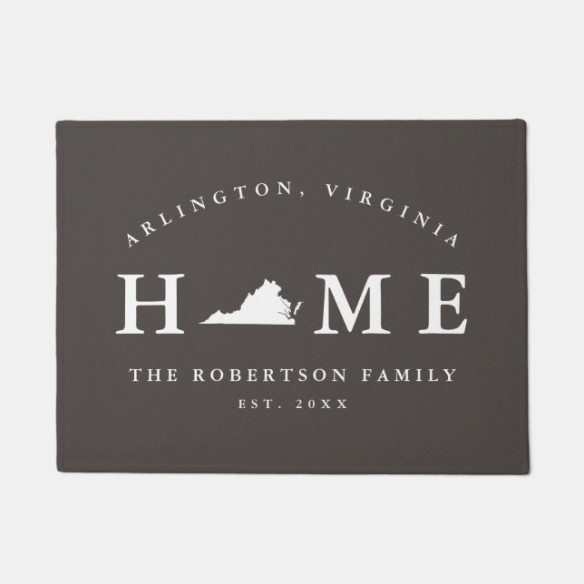 Paillasson Gray and White State of Virginia Map Mat, (Devant)