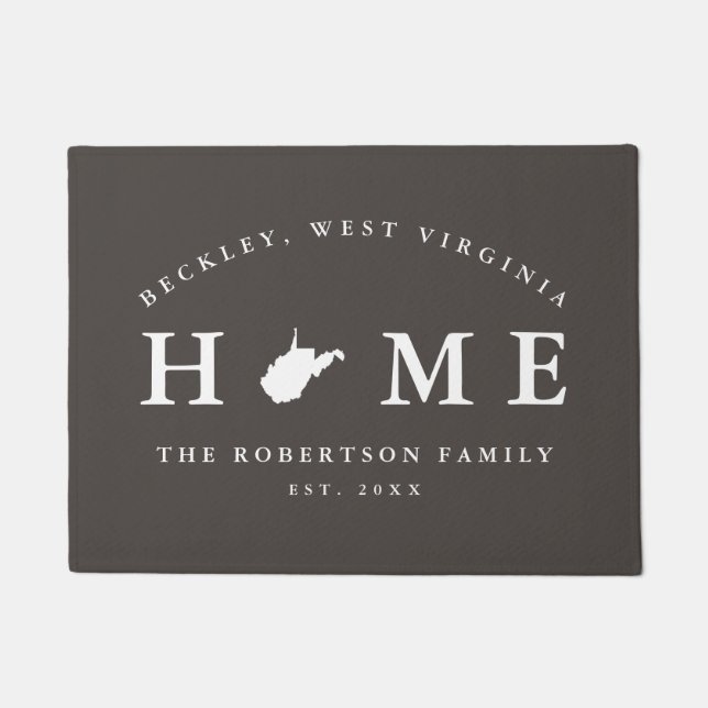 Paillasson Gray and White State of West Virginia Map Mat, (Devant)