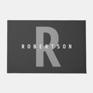 Paillasson Gray Moderne tendance Monogramme Nom de famille