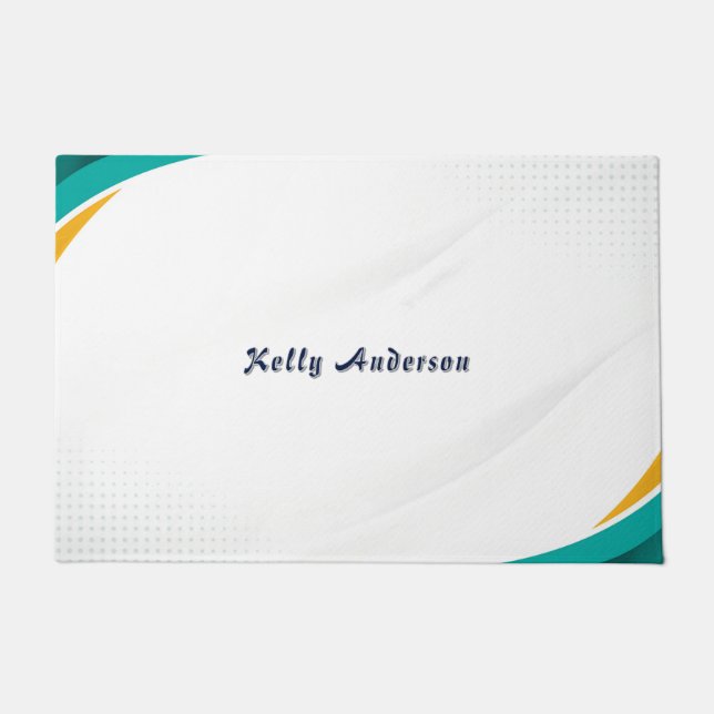 Paillasson Green and Yellow Modern Pattern with Custom Sign (Devant)