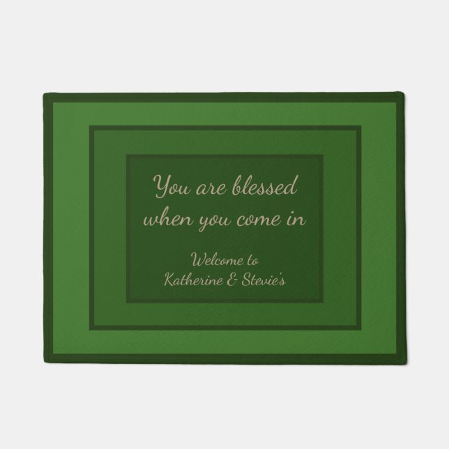 Paillasson Green Door Mat, vers biblique personnalisable Chri (Devant)