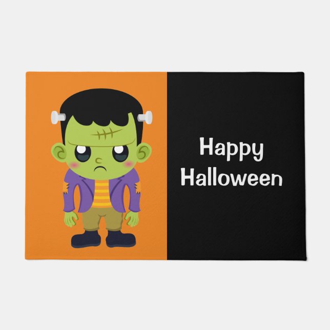 Paillasson Green Frankenstein Monster Happy Halloween (Devant)