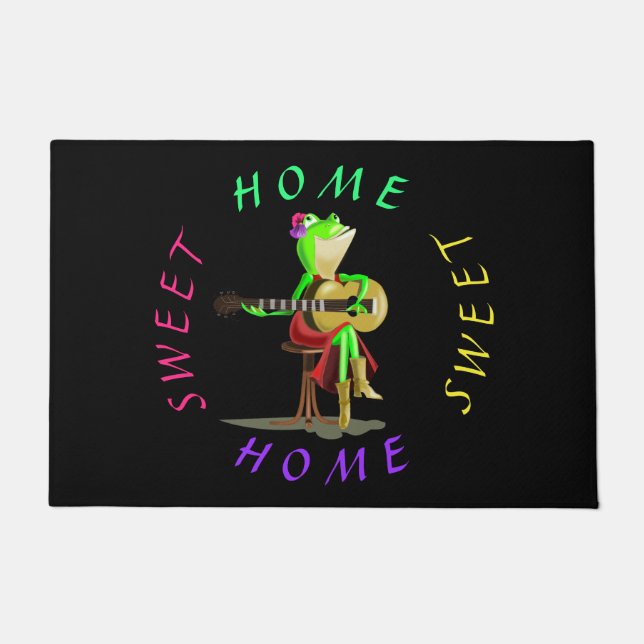 Paillasson Grenouille Jouer Guitare Drôle mat Doormat (Devant)