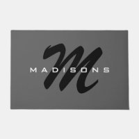 Grey Black Bold Monogramme Moderne Nom de famille