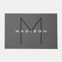 Grey Black Bold Monogramme Moderne Nom de famille