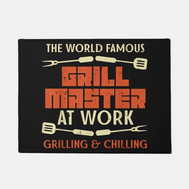 Paillasson Grill Master At Work Grilling Chilling Funny Bq P (Devant)