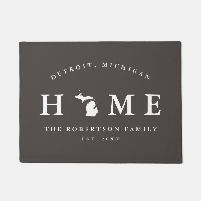 Paillasson Gris et blanc État du Michigan Carte Mat, mat de p (Devant)