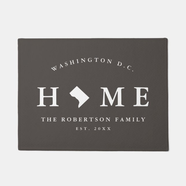 Paillasson Gris et blanc Washington D.C. Mat de carte, mat de (Devant)