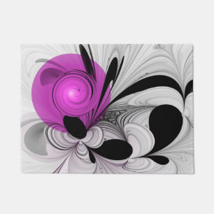Paillasson Gris Noir Abstrait Avec Art Fractal Magenta