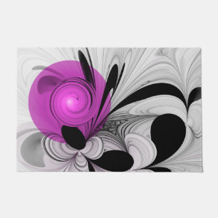 Paillasson Gris Noir Abstrait Avec Art Fractal Magenta