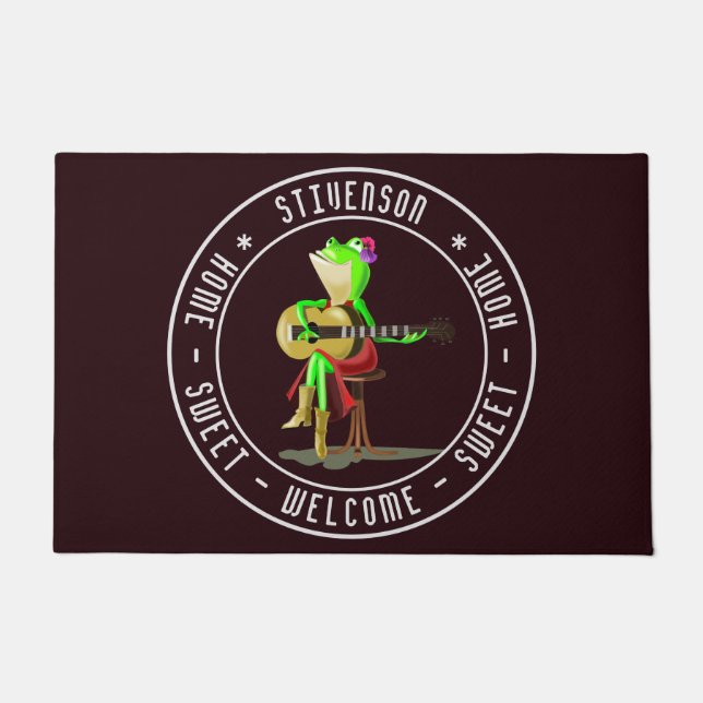 Paillasson Guitare Grenouille Porte Accueil Sweet Accueil Acc (Devant)