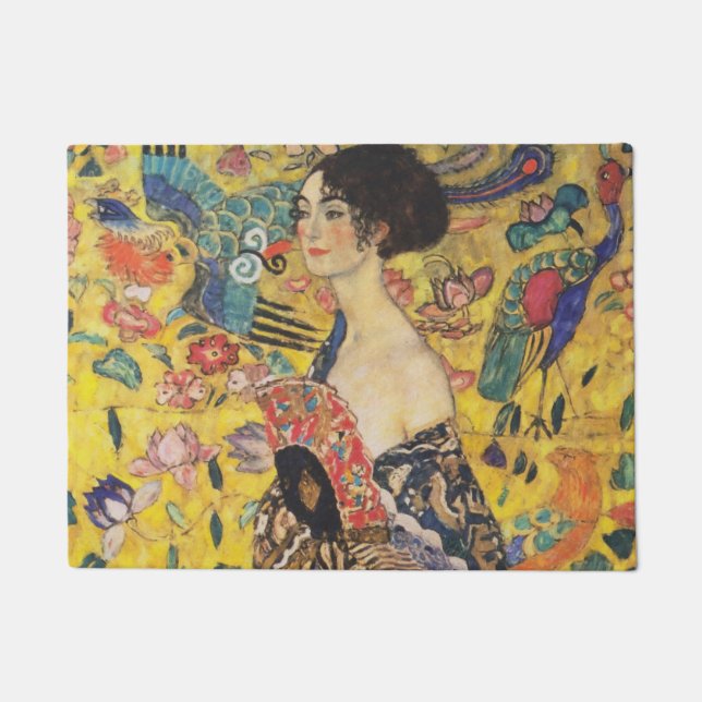Paillasson Gustav Klimt Lady With Fan Art Nouveau Painting (Devant)