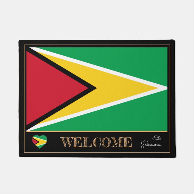Paillasson Guyana & Guyana Flag house mats / sports Bienvenue (Devant)