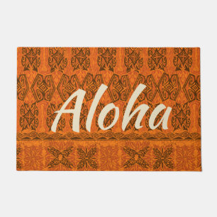 Paillasson Haena Beach Hawaii Primitive Tapa Aloha Orange
