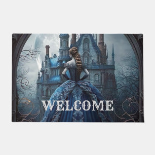 Paillasson Halloween Bienvenue Maison hantée Bleue Nuit Effra