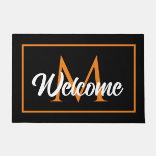 Paillasson Halloween Black Orange Famille Monogramme Bienvenu