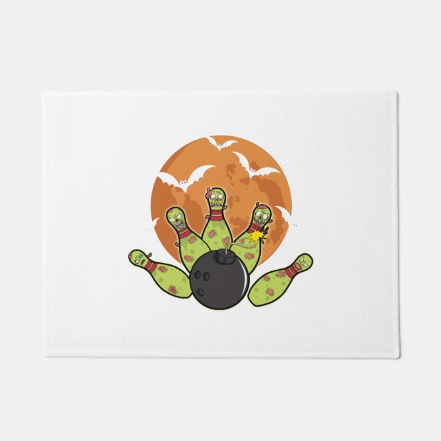 Paillasson Halloween Bowling Zombie Pins chauves-souris Bowle (Devant)