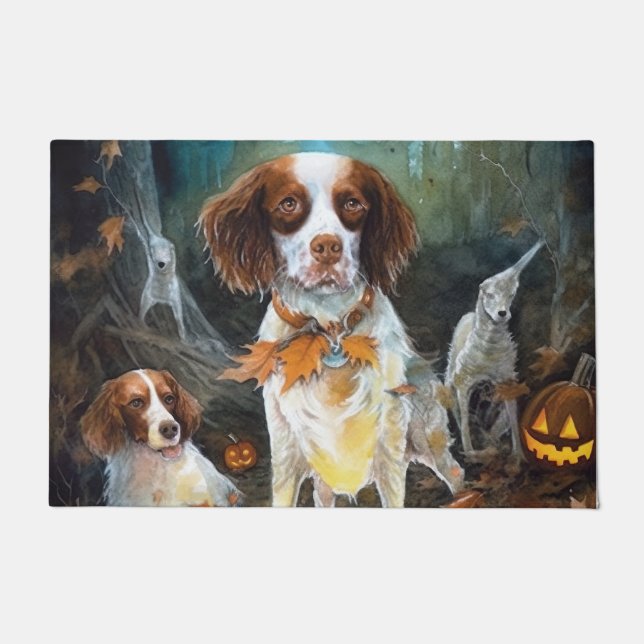 Paillasson Halloween Bretagne Espagnol Avec Peur Citrouille (Devant)