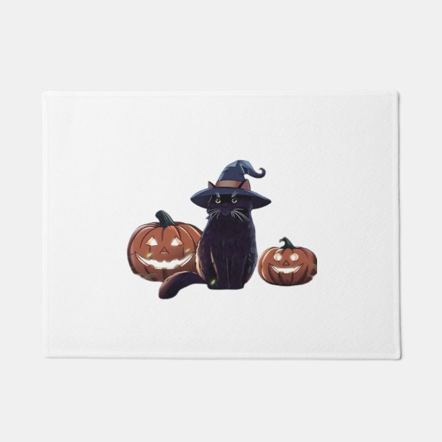 Paillasson Halloween chat noir T-shirt trop grand (Devant)