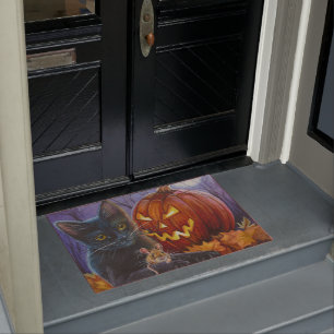 Paillasson Halloween Chat & Souris No 2. Aquarelle Art Domat