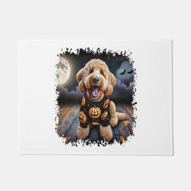 Paillasson Halloween chien Goldendoodle (Devant)