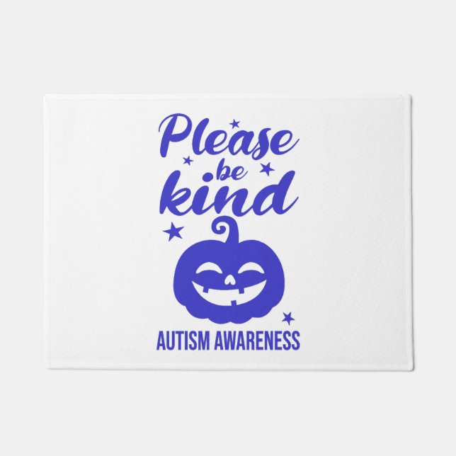 Paillasson Halloween Citrouille bleu Autisim sensibilisation (Devant)