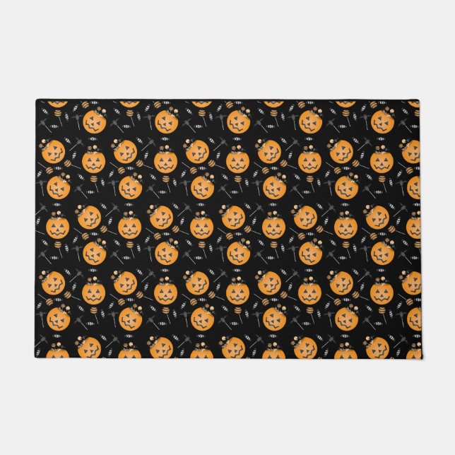 Paillasson Halloween Citrouille bonbon Bucket Black Orange (Devant)