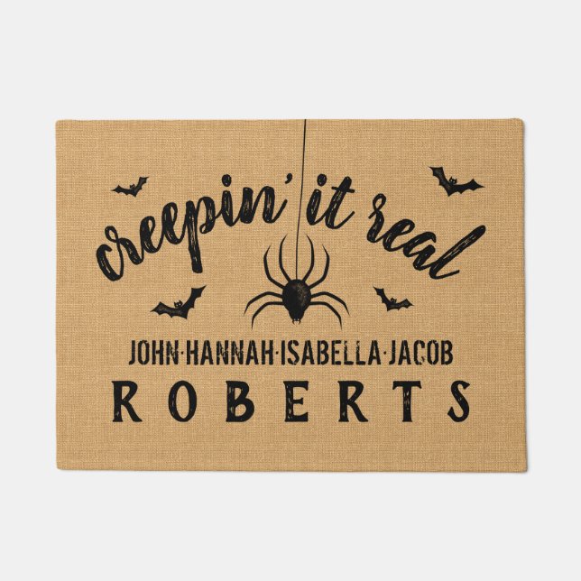 Paillasson Halloween Creepin il vraie toile de jute rustique (Devant)