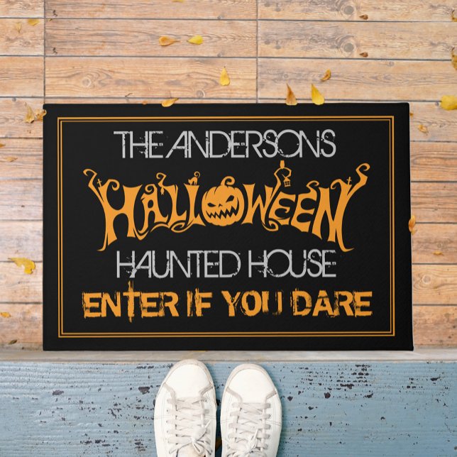 Paillasson Halloween Custom Black Orange Haunted House Éffray (Créateur téléchargé)