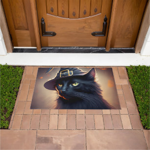 Paillasson Halloween de chat noir