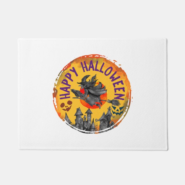 Paillasson Halloween Design Happy Halloween sorcière (Devant)