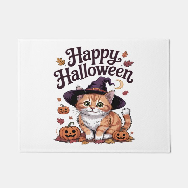 Paillasson Halloween heureux Citrouille de chat (Devant)
