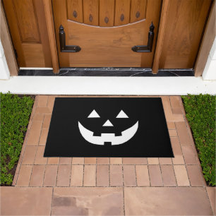 Paillasson Halloween noir blanc Jack-o'-lantern citrouille mi