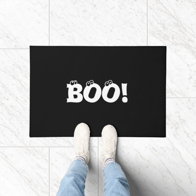 Paillasson Halloween Scary Boo! yeux noir blanc drôle (Intérieur)