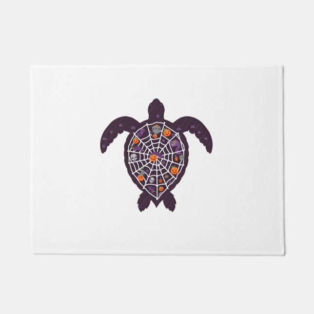 Paillasson Halloween Tortue de mer Citrouille de l'araignée G (Devant)