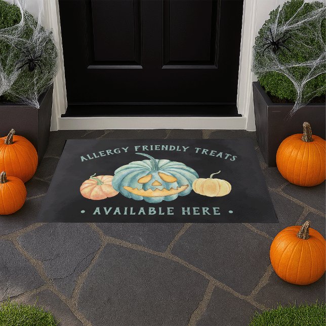 Paillasson Halloween Turquoise Citrouille Allergy Traitements (Créateur téléchargé)