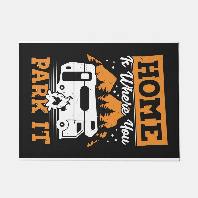 Paillasson Happy Camper Home Est Là Où Vous Le Garez (Devant)