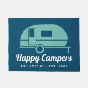 Paillasson Happy Campers Camping Turquoise de la Marine
