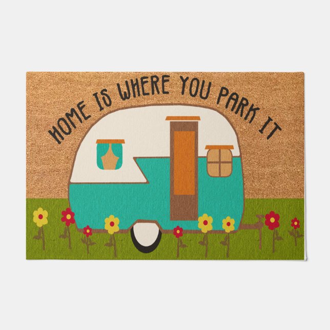 Paillasson Happy Campers Doormat, Camping Lover Cadeau (Devant)