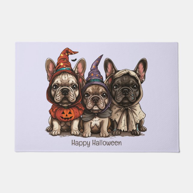 Paillasson Happy Halloween Bulldogs français (Devant)