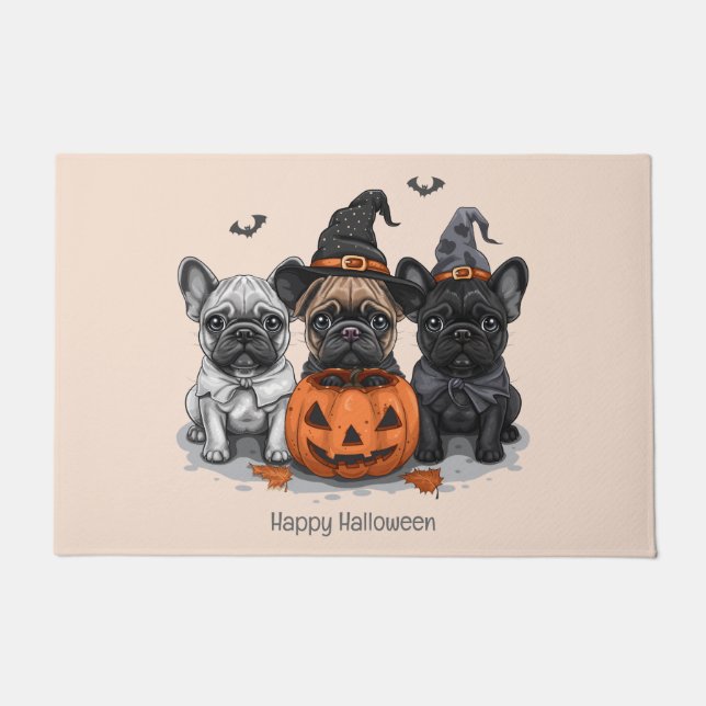 Paillasson Happy Halloween Bulldogs français (Devant)