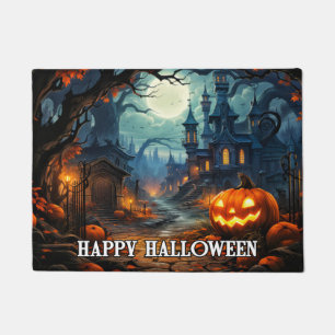 Paillasson Happy Halloween - Éffrayant Citrouille d'éclairage