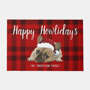 Paillasson Happy Howlidays Funny Christmas français bulldog r