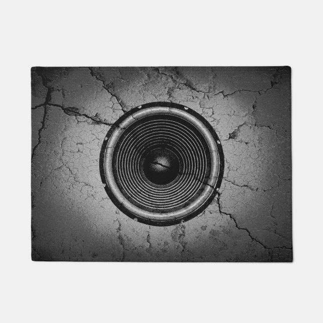 Paillasson Haut-parleur de musique sur un mur fissuré (Devant)