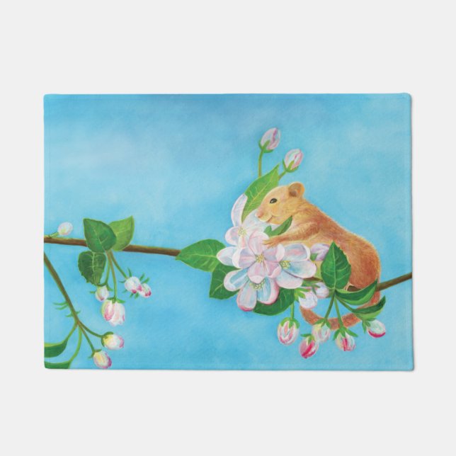 Paillasson Hazel Dormouse sur une branche fleurie (Devant)