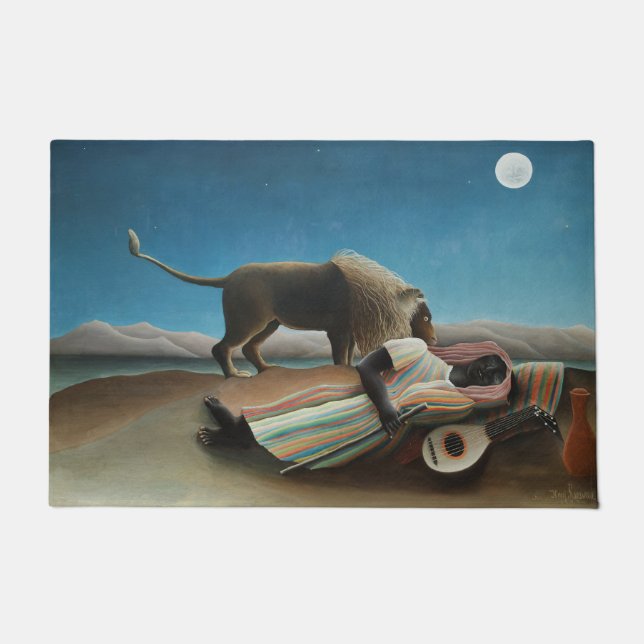 Paillasson Henri Rousseau Dormir Gitan Lion Peinture (Devant)